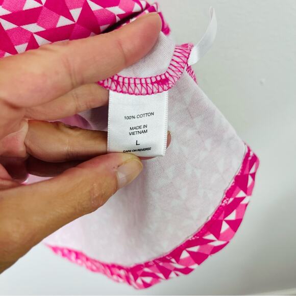 NY & Co pink white geometric stretchy pocket midi summer sundress large - Picture 7 of 8